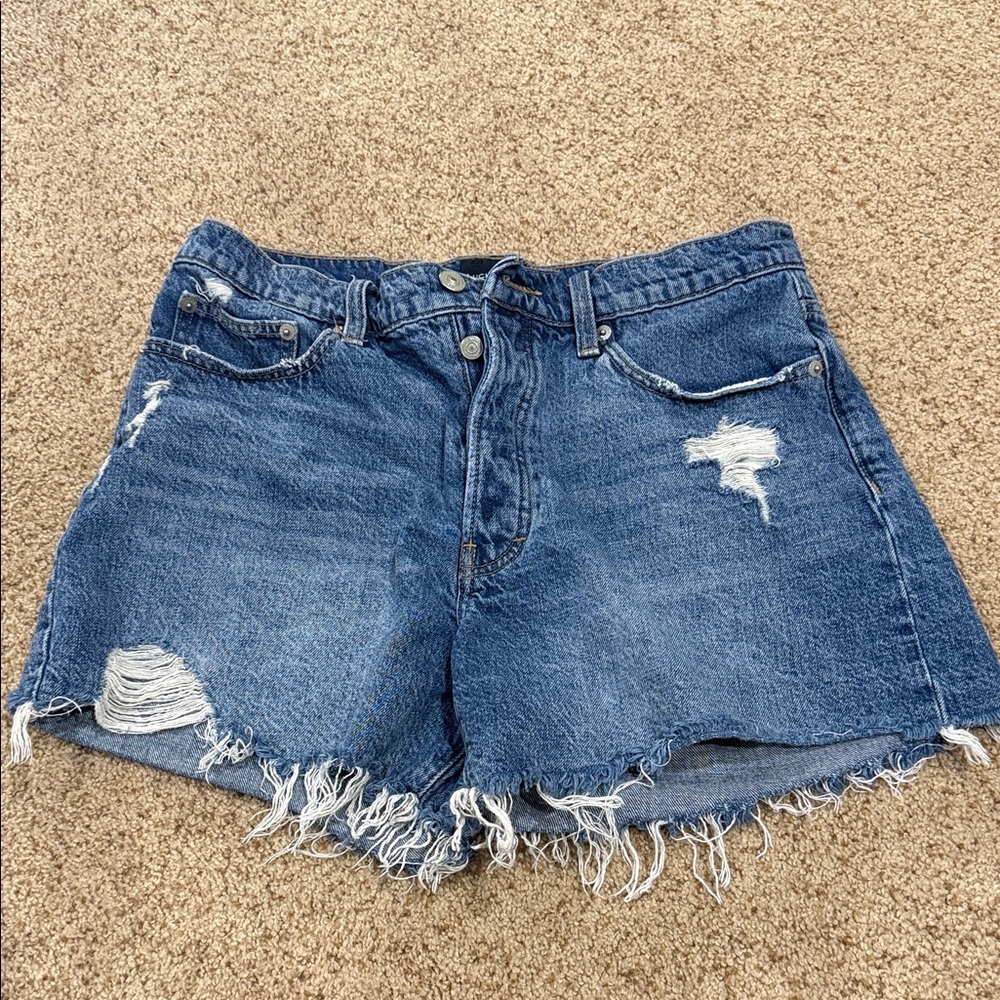 Lucky Brand Frayed Distressed Denim Shorts - Blue